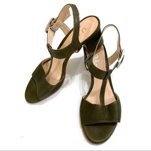 Unisa Green Leather Sandals